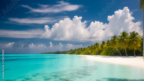 Beautiful beach on an island in the Maldives sunny