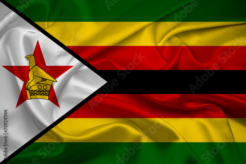 Flag of Zimbabwe, Zimbabwe Flag, National symbol of Zimbabwe country. photo