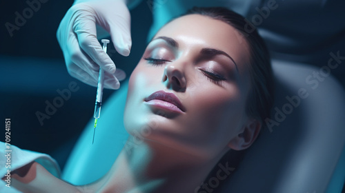 Beautiful Woman Face Doing Botox Aesthetic Treatments photo