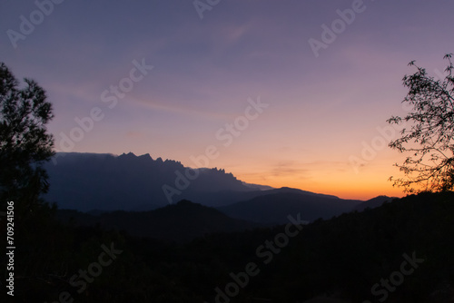 sunset over the Montserrat mountains © lydiane