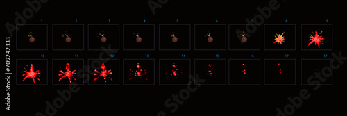 Bomb burst animation . Sprite sheet of bomb burst effect animation for games, cartoon or animation – Vector