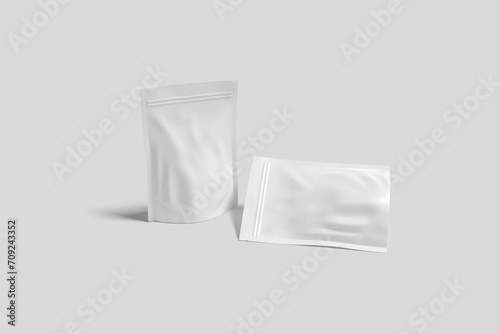 Blank White Foil Food or Drink Pouch Bag on isolated white background © fariz