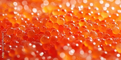 Macro Shot of Glistening Red Caviar for Gourmet Seafood Concepts photo