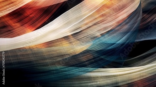 Abstract artistic image with dynamic colored swirl lines on a dark background, creating a sense of movement