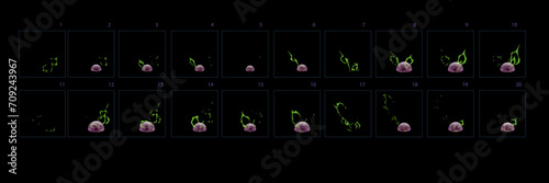 Thunderbolt fx animation effect. Lighting animation. Burst effect animation. Sprite sheet of lighting animation for games, cartoon or animation Vector