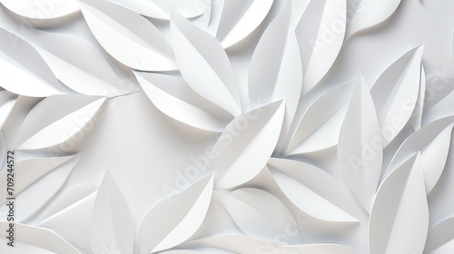 White geometric leaves 3d tiles texture background #709244572
