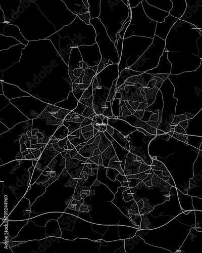 Derby UK Map, Detailed Dark Map of Derby UK