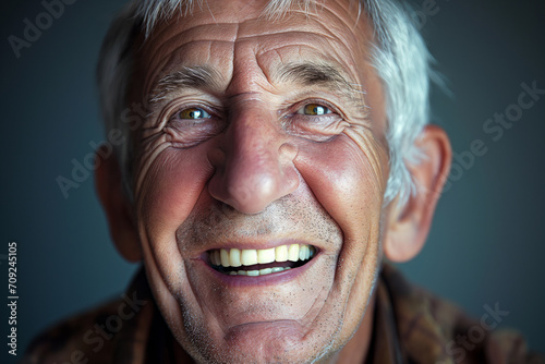 Close up portrait of a senior man with the natural charm in a genuine and uplifting photograph