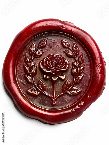 Red wax seal with rose design embellishment 