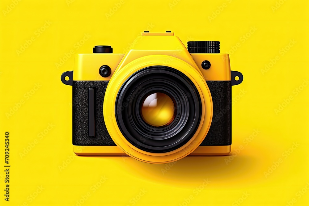 Vibrant yellow camera on a matching yellow background. Vibrant yellow camera on a matching yellow background.