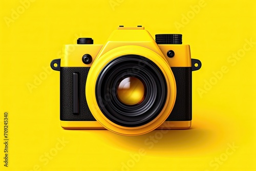Vibrant yellow camera on a matching yellow background.