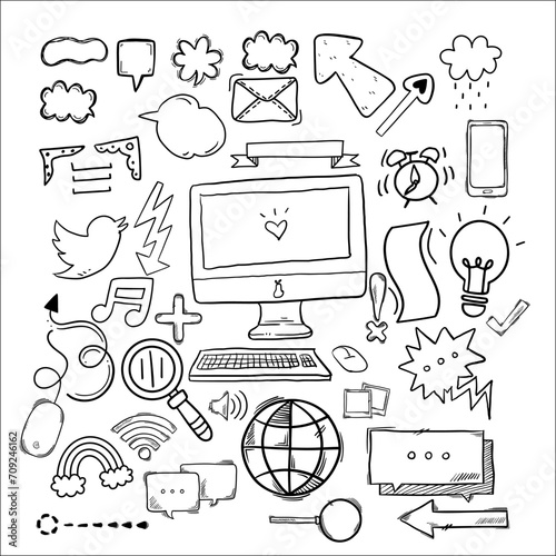 vector scribble hand draw arow collection set