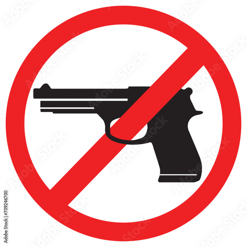 No weapons sign. Black gun in a red crossed circle on a white background. no guns sign. Vector EPS.