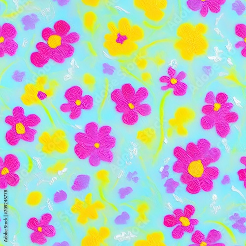 Flowers. Abstract seamless pattern. AI generated.