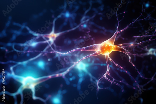  Nerve brain cell glowing  representing Neural Links concept