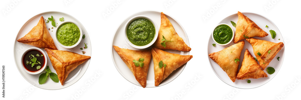 Set of samosas isolated on a transparent background Set of samosas isolated on a transparent background