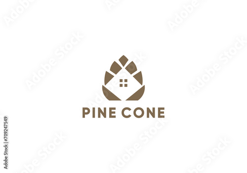 pine cone and house logo design template