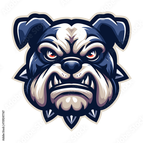 brave animal bulldog head face mascot design vector illustration, logo template isolated on white background