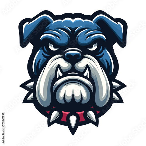 brave animal bulldog head face mascot design vector illustration, logo template isolated on white background