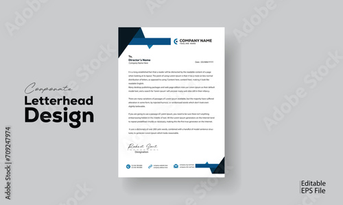 Modern minimal blue Letterhead design template