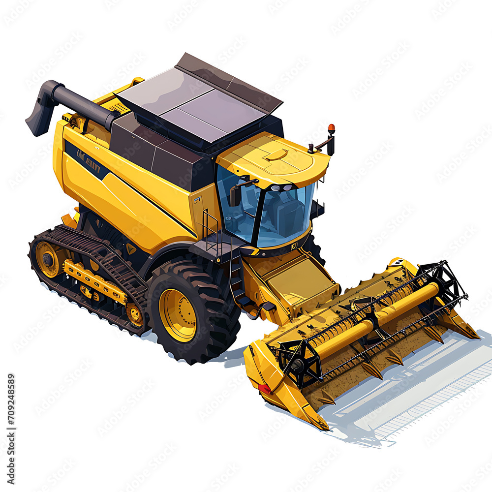 Isometric view of combine harvester on transparent background PNG Stock ...