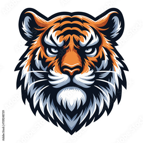 wild animal tiger head face mascot design vector illustration  logo template isolated on white background