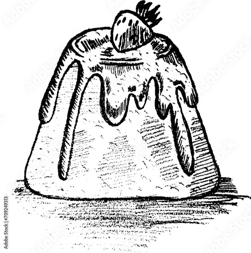 Ciasto ilustracja. Grafika wektorowa ręcznie malowana. 