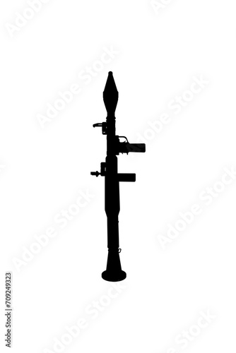 Silhouette of the Bazooka or Rocket Launcher Weapon, also known as Rocket Propelled Grenade or RPG, Flat Style, can use for Art Illustration, Pictogram, Website, Infographic or Graphic Design Element