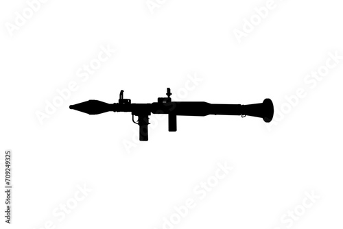 Silhouette of the Bazooka or Rocket Launcher Weapon, also known as Rocket Propelled Grenade or RPG, Flat Style, can use for Art Illustration, Pictogram, Website, Infographic or Graphic Design Element