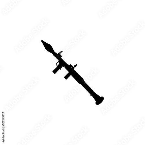 Silhouette of the Bazooka or Rocket Launcher Weapon, also known as Rocket Propelled Grenade or RPG, Flat Style, can use for Art Illustration, Pictogram, Website, Infographic or Graphic Design Element
