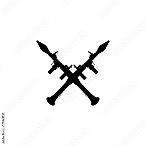 Silhouette of the Bazooka or Rocket Launcher Weapon, also known as Rocket Propelled Grenade or RPG, Flat Style, can use for Art Illustration, Pictogram, Website, Infographic or Graphic Design Element