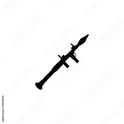 Silhouette of the Bazooka or Rocket Launcher Weapon, also known as Rocket Propelled Grenade or RPG, Flat Style, can use for Art Illustration, Pictogram, Website, Infographic or Graphic Design Element
