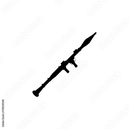 Silhouette of the Bazooka or Rocket Launcher Weapon, also known as Rocket Propelled Grenade or RPG, Flat Style, can use for Art Illustration, Pictogram, Website, Infographic or Graphic Design Element
