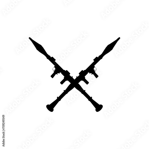 Silhouette of the Bazooka or Rocket Launcher Weapon, also known as Rocket Propelled Grenade or RPG, Flat Style, can use for Art Illustration, Pictogram, Website, Infographic or Graphic Design Element
