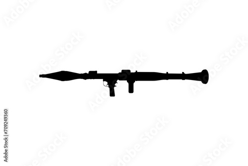 Silhouette of the Bazooka or Rocket Launcher Weapon, also known as Rocket Propelled Grenade or RPG, Flat Style, can use for Art Illustration, Pictogram, Website, Infographic or Graphic Design Element