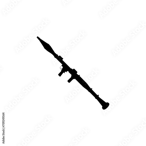 Silhouette of the Bazooka or Rocket Launcher Weapon, also known as Rocket Propelled Grenade or RPG, Flat Style, can use for Art Illustration, Pictogram, Website, Infographic or Graphic Design Element