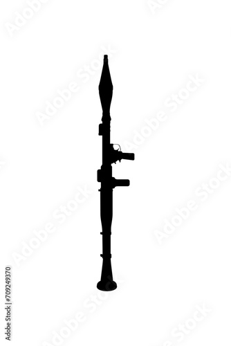 Silhouette of the Bazooka or Rocket Launcher Weapon, also known as Rocket Propelled Grenade or RPG, Flat Style, can use for Art Illustration, Pictogram, Website, Infographic or Graphic Design Element