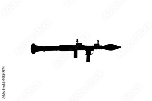 Silhouette of the Bazooka or Rocket Launcher Weapon, also known as Rocket Propelled Grenade or RPG, Flat Style, can use for Art Illustration, Pictogram, Website, Infographic or Graphic Design Element