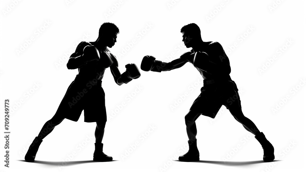 men fighting in boxing pose on white background