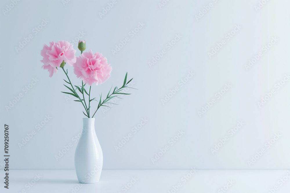 ピンクのカーネーション、3D CG、花瓶、母の日 ピンクのカーネーション、3D CG、花瓶、母の日