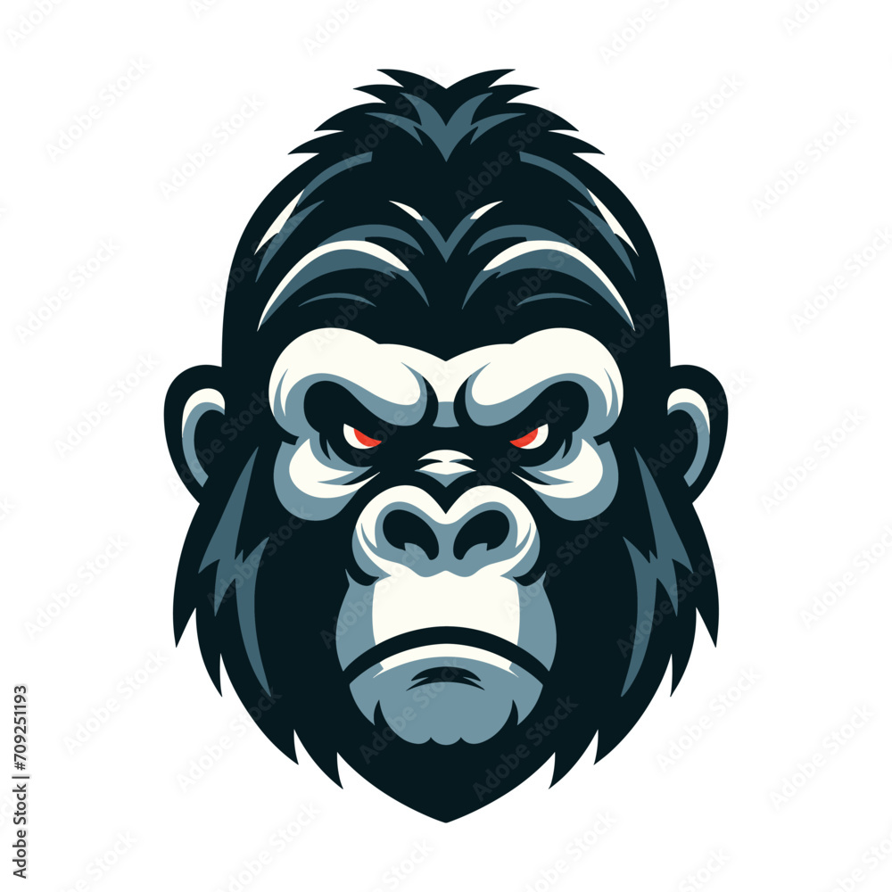 gorilla ape monkey head mascot design logo vector illustration isolated on white background