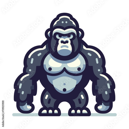 muscle gorilla ape monkey mascot design logo vector illustration isolated on white background
