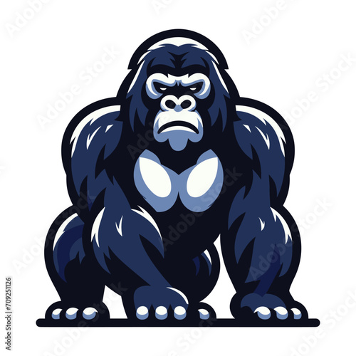 muscle gorilla ape monkey mascot design logo vector illustration isolated on white background
