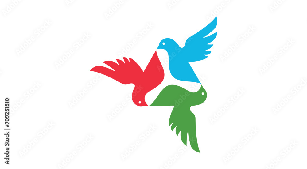 Obraz premium Triangle birds vector logo. Triangle bird flying icon