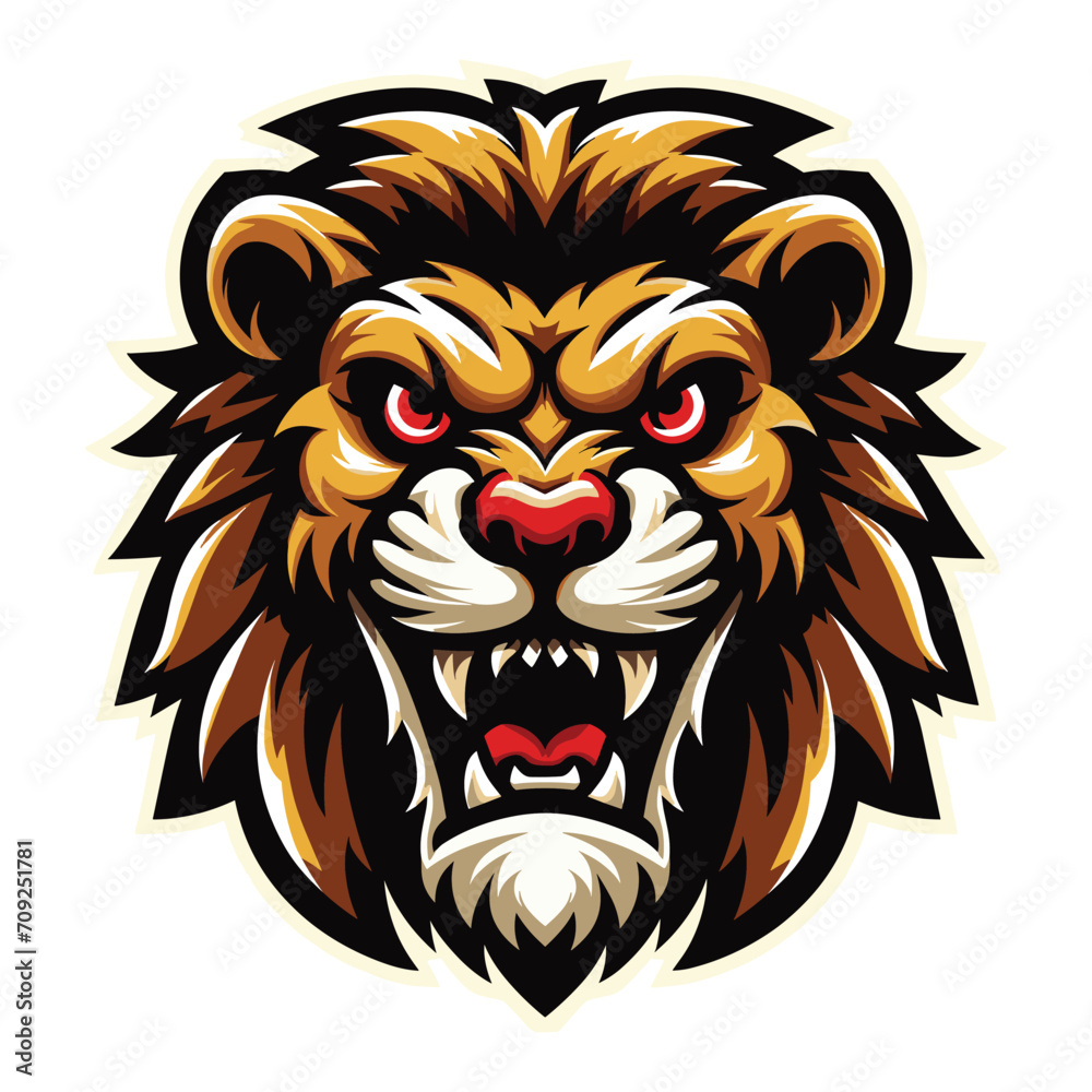 Lion Head Roaring Logo mascot vector illustration, emblem design isolated on white background Lion Head Roaring Logo mascot vector illustration, emblem design isolated on white background