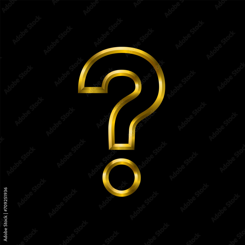 Interrogation sign icon, golden metallic thin 3d lines vector illustration collection.
Interrogation sign icon, golden metallic thin 3d lines vector illustration collection.