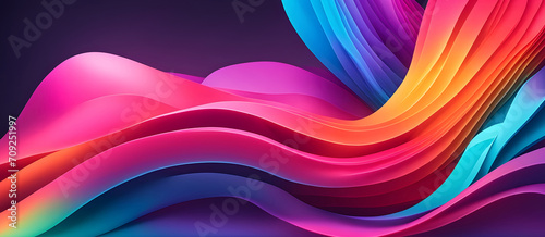 Abstract Neon Waves Background Colorful Digital Artwork Soft Minimalistic Modern Card Design Wall Art