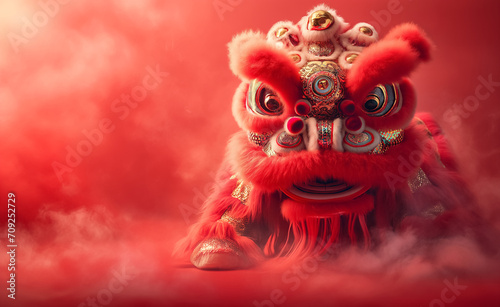 Chinese lion dancing character Generative Ai