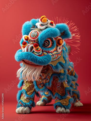 Chinese lion dancing character Generative Ai © VRAYVENUS