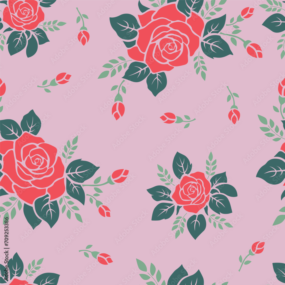 seamless pattern with roses, vector illustration
